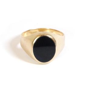 Bague Homme Onyx En Or 18k, Bague Vintage, Bague Type Chevalière, Bijou Vintage, Onyx