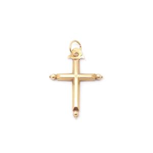 Pendentif Croix Bâton En Or 18k, Croix Religieuse, Pendentif Régional, Bijou Régionnaux