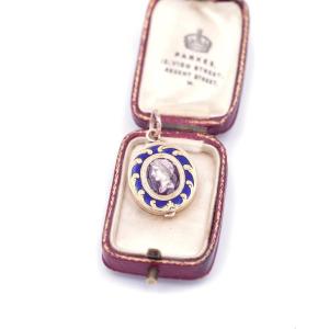 Médaillon Empereur Romain émail En Or 14k, Pendentif émaillé, Médaillon Ancien, Napoléon III