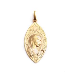 Médaille Dropsy Vierge Marie En Or 18k, Pendentif Art Nouveau, Médaille Dropsy, Bijou Religieux