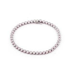 Bracelet Tennis Diamants Vintage 2.3 Cts En Or Blanc 18 Karats, Taille Brillant