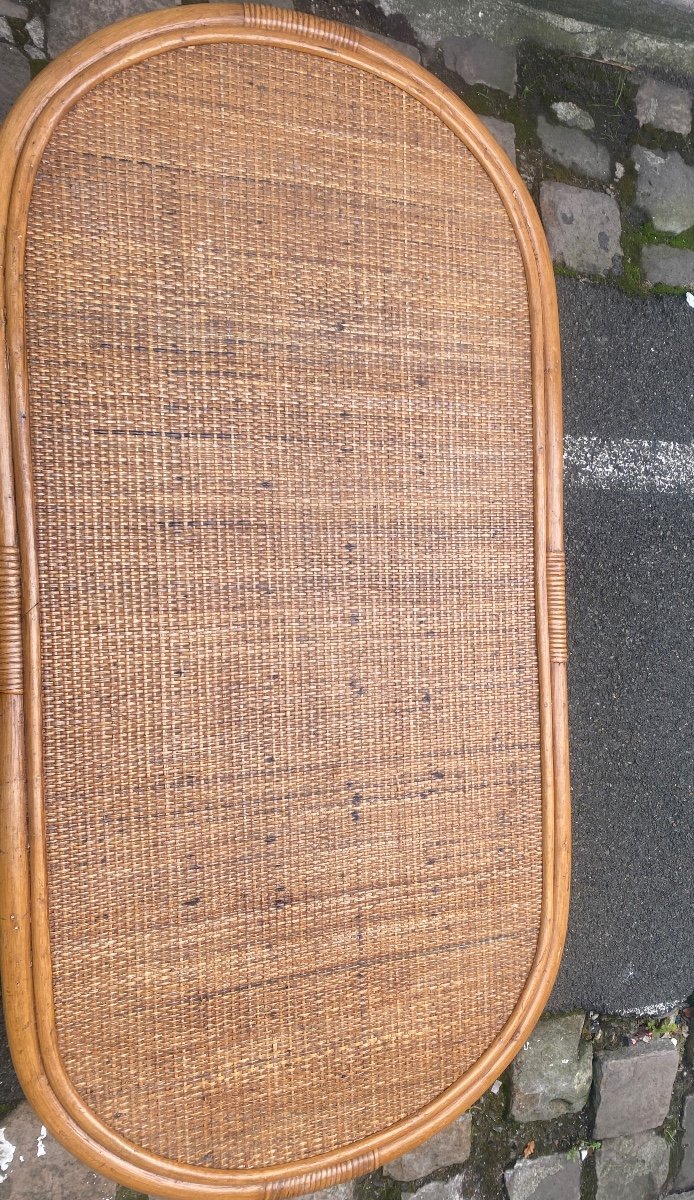 1970s Wicker And Rattan Coffee Table -photo-1