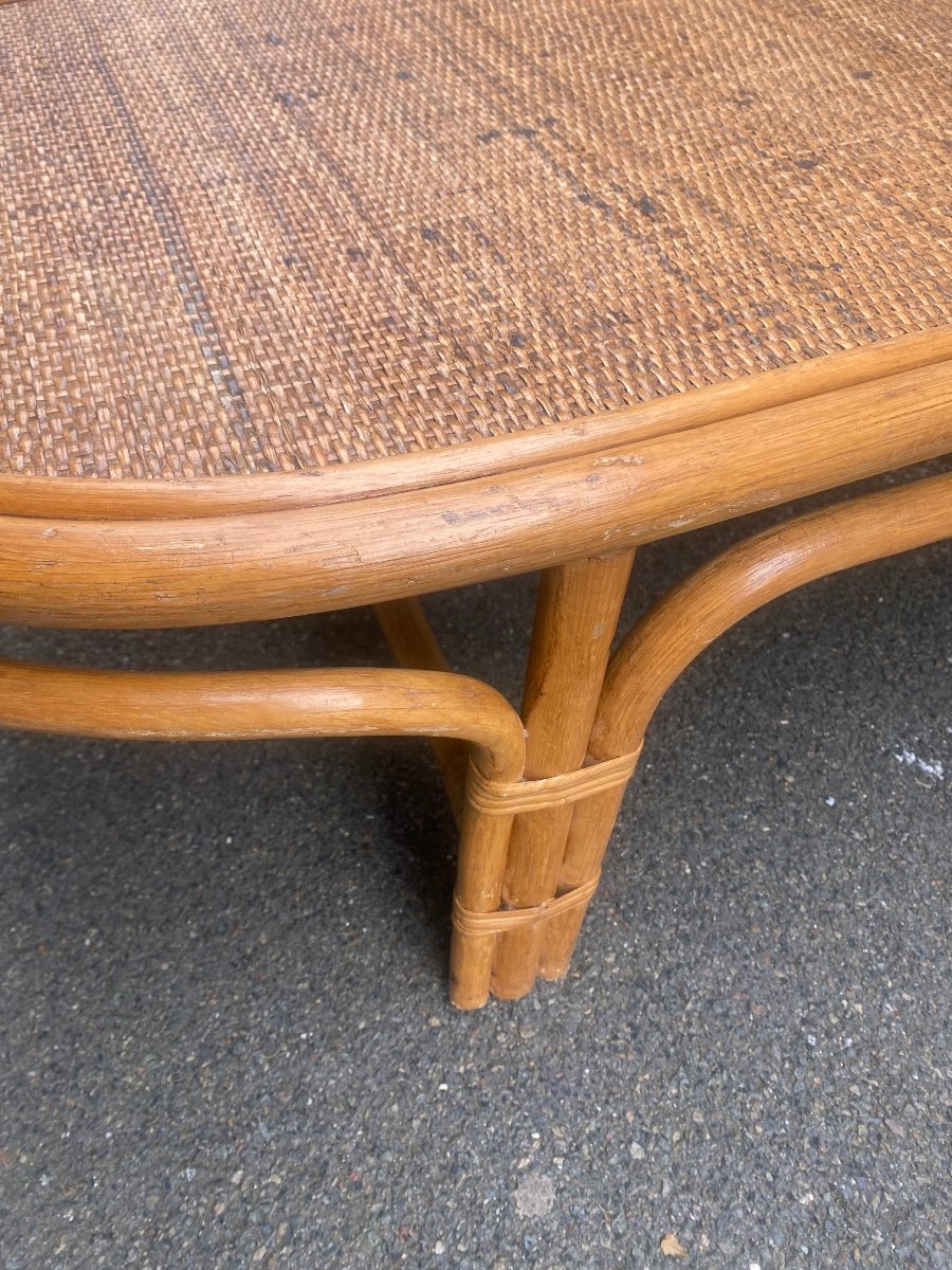 1970s Wicker And Rattan Coffee Table -photo-2