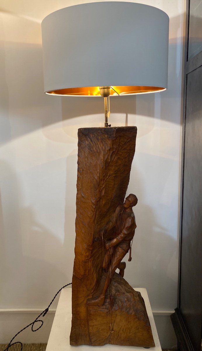 Paire De Lampes En Bois Sculptés de G. Fournier xx eme