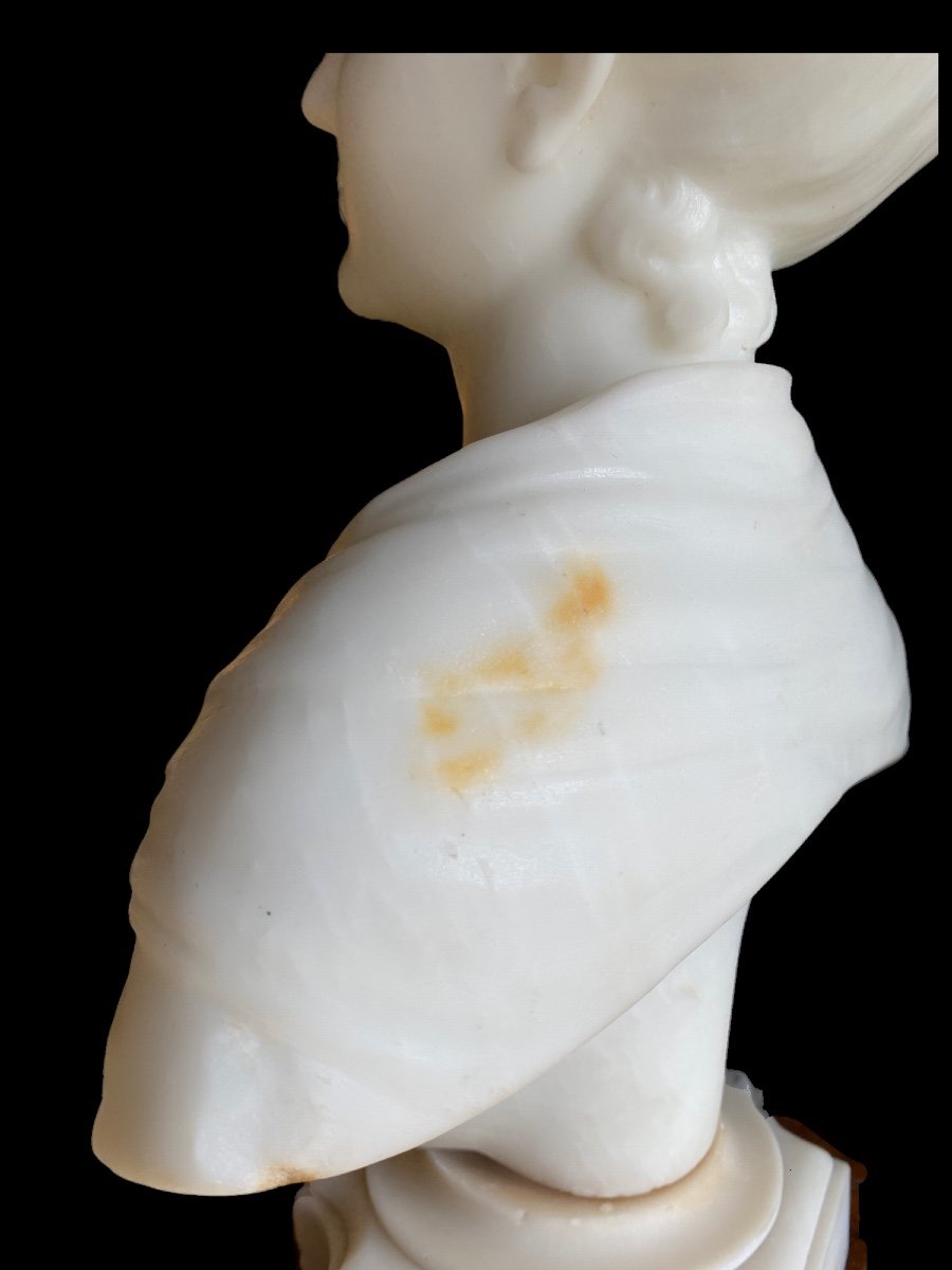 Sculpture en marbre de carrare signée f.vax sujet jeune fille-photo-4