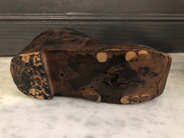 Inkwell Wood Folk Art XIX Eme Shoe And Cat Head-photo-4