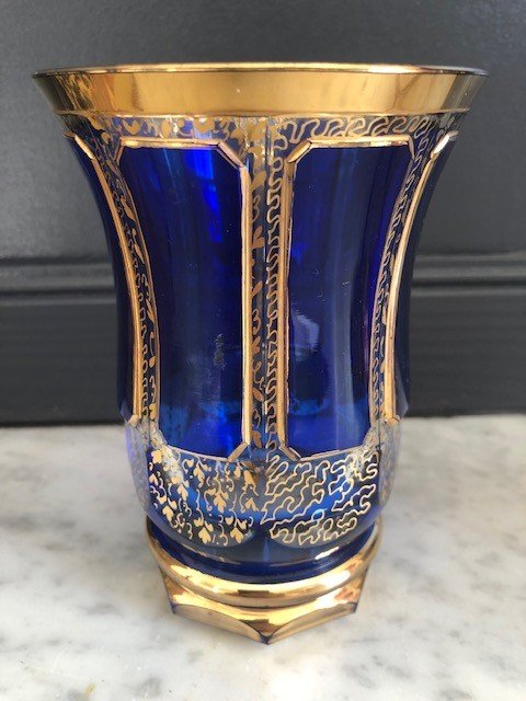 Verre En Cristal Dans Le Style De Saint Louis Ou Baccarat Fin 19e , Début 20e H: 13.5 Cm-photo-4