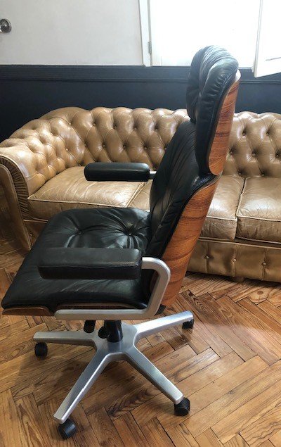 Fauteuil De Bureau  1970 Stoll /Giroflex En Cuir Noir Par Karl Ditter-photo-7