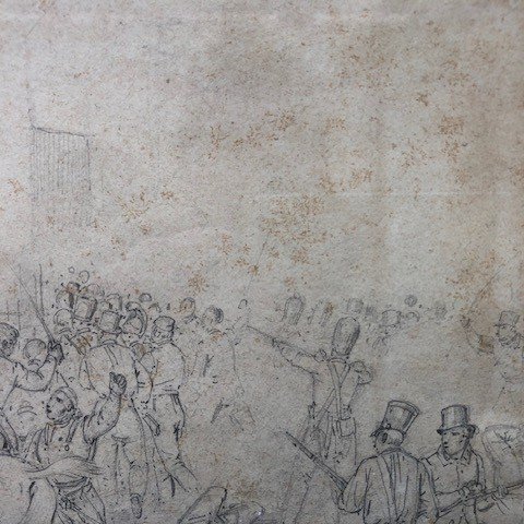 Drawing Attributed To Swebach, Battle Scene-photo-4
