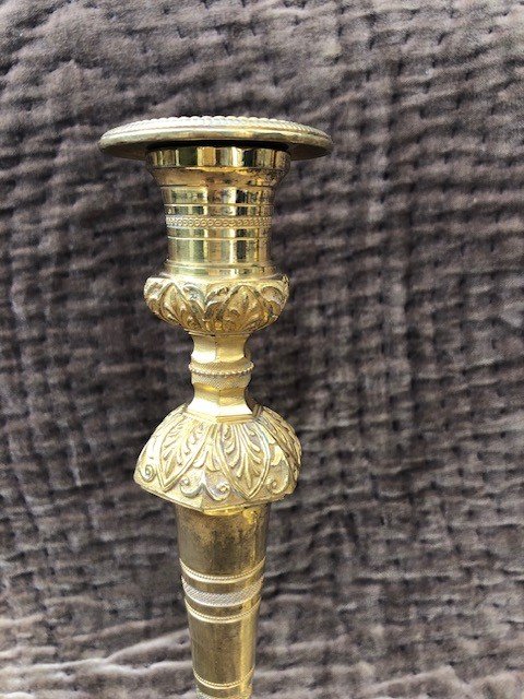 Pair Of Gilt Bronze Candlesticks From The Restoration Period-photo-2