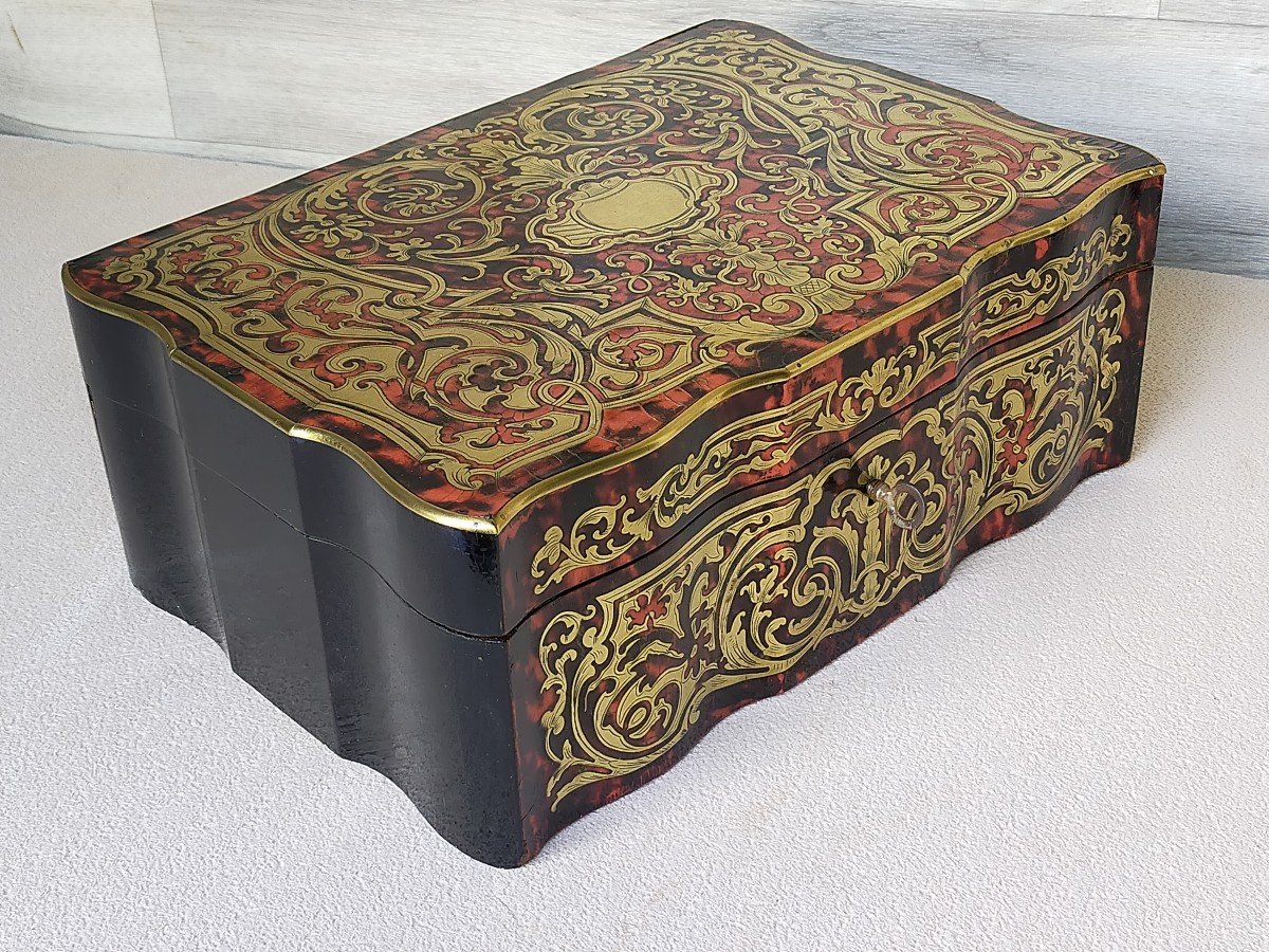 Grand Coffret Marqueterie Boulle Napoleon III (coffre,boite)-photo-4