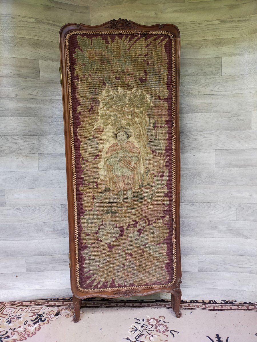 Three-fold Screen With Medieval Tapestry-photo-2