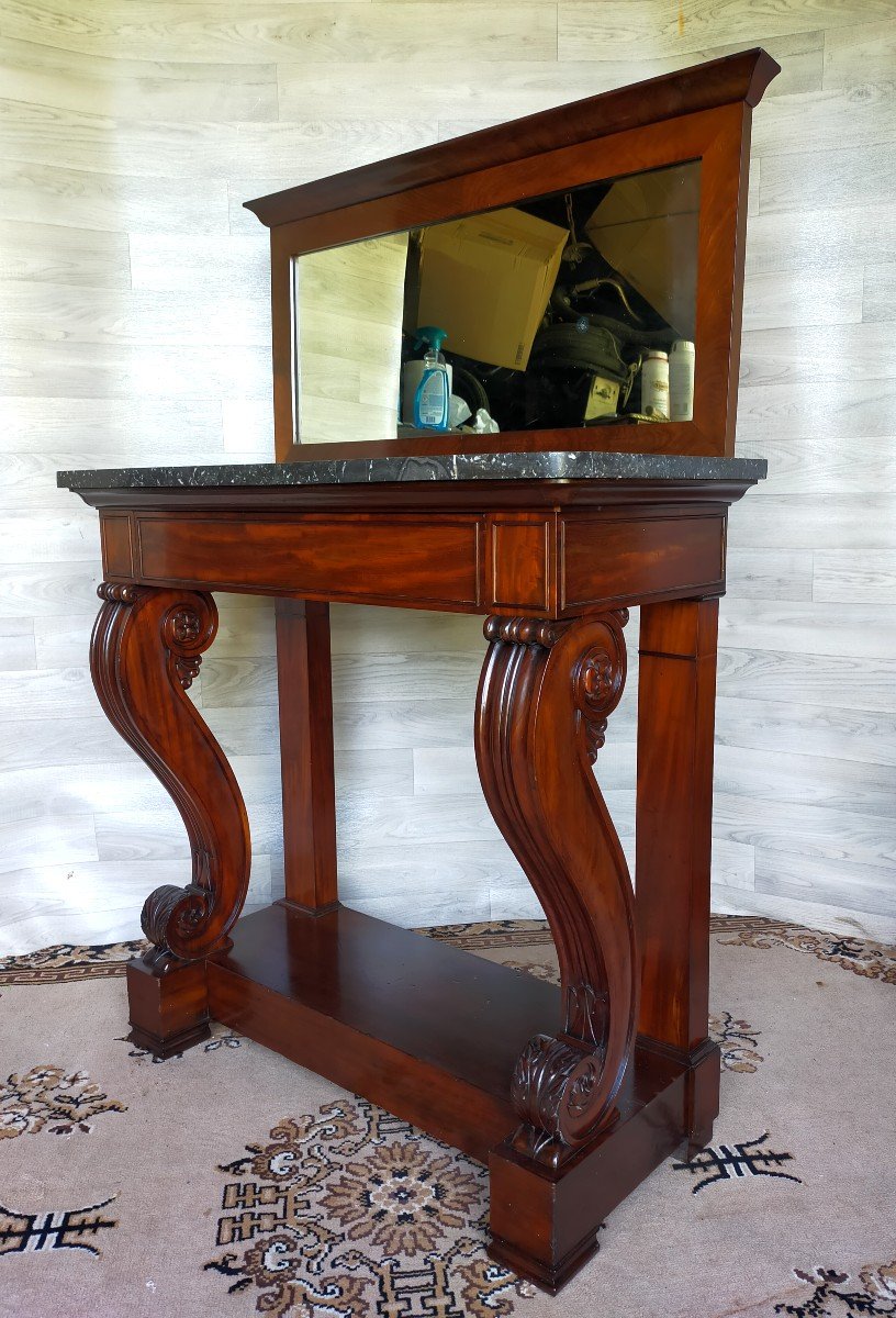 Small Console In Flamed Mahogany