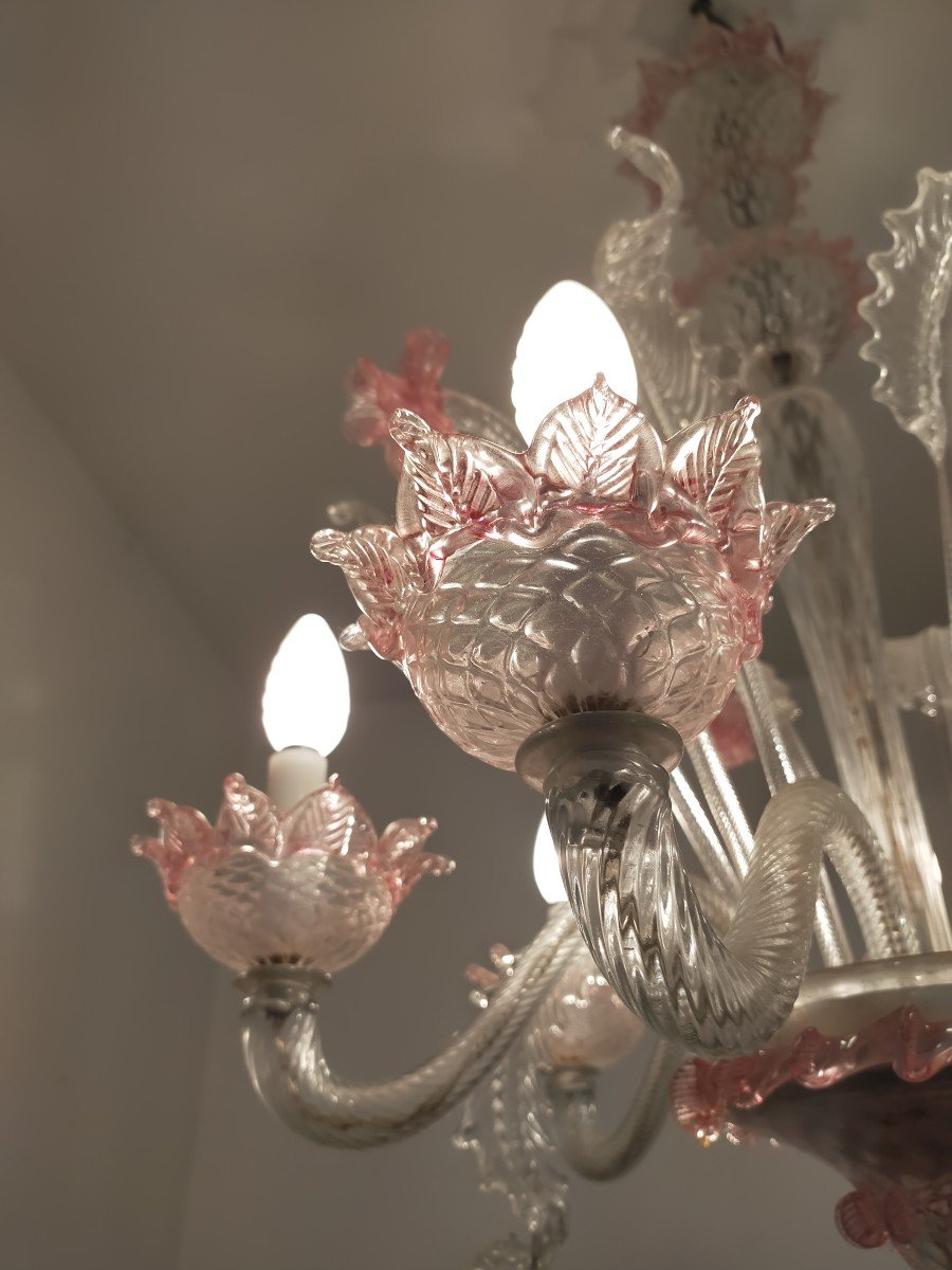 Murano Glass Chandelier With Six Arms Of Light-photo-2