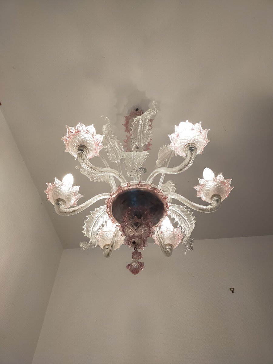 Murano Glass Chandelier With Six Arms Of Light-photo-3