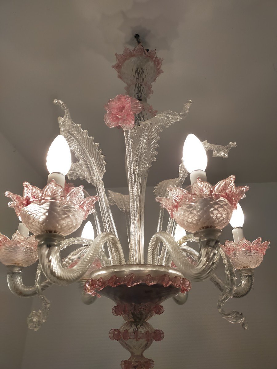 Murano Glass Chandelier With Six Arms Of Light-photo-4