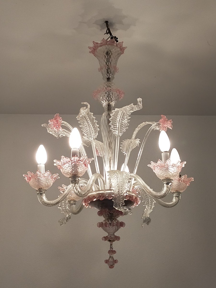 Murano Glass Chandelier With Six Arms Of Light-photo-3