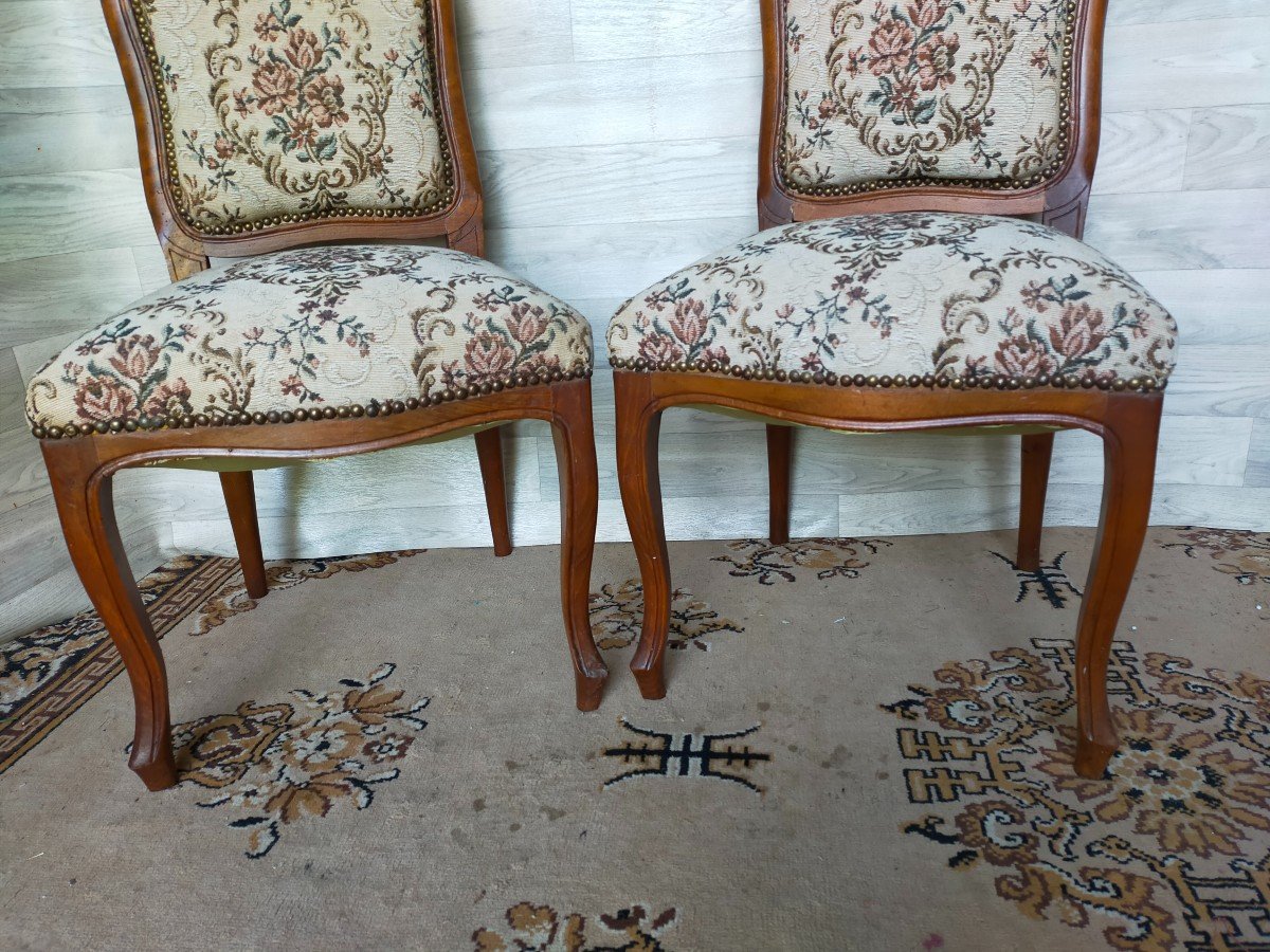 Pair Of Louis XV Style Bedroom Chairs (armchairs, Seats)-photo-4