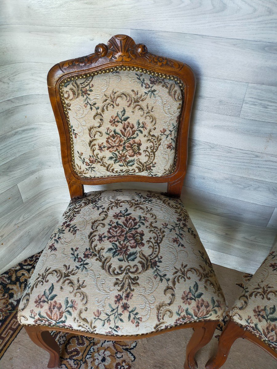 Pair Of Louis XV Style Bedroom Chairs (armchairs, Seats)-photo-2