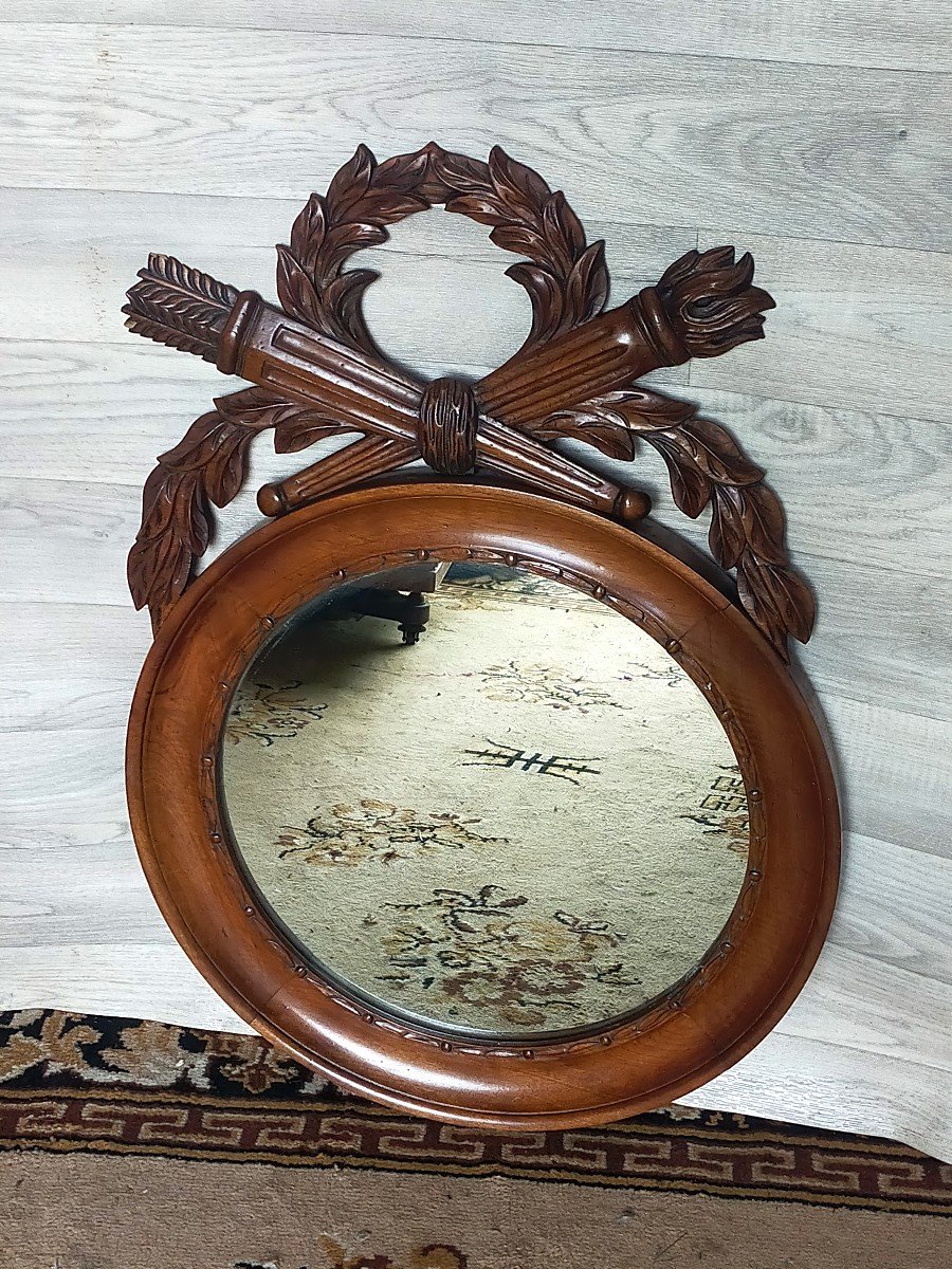 Louis XVI Style Walnut Mirror-photo-2