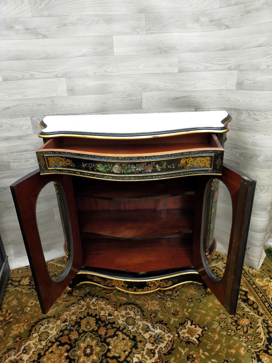 Napoleon III Furniture At Support Height With Floral Decor And Mother-of-pearl Showcase-photo-3