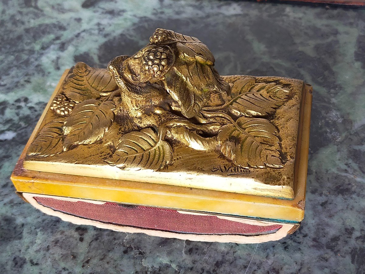 Office Paperweight In Art Nouveau Bronze Signed