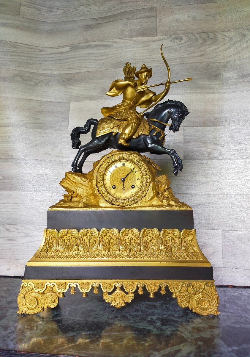 Pendule Bronze Au Cavalier Chinois  -photo-4