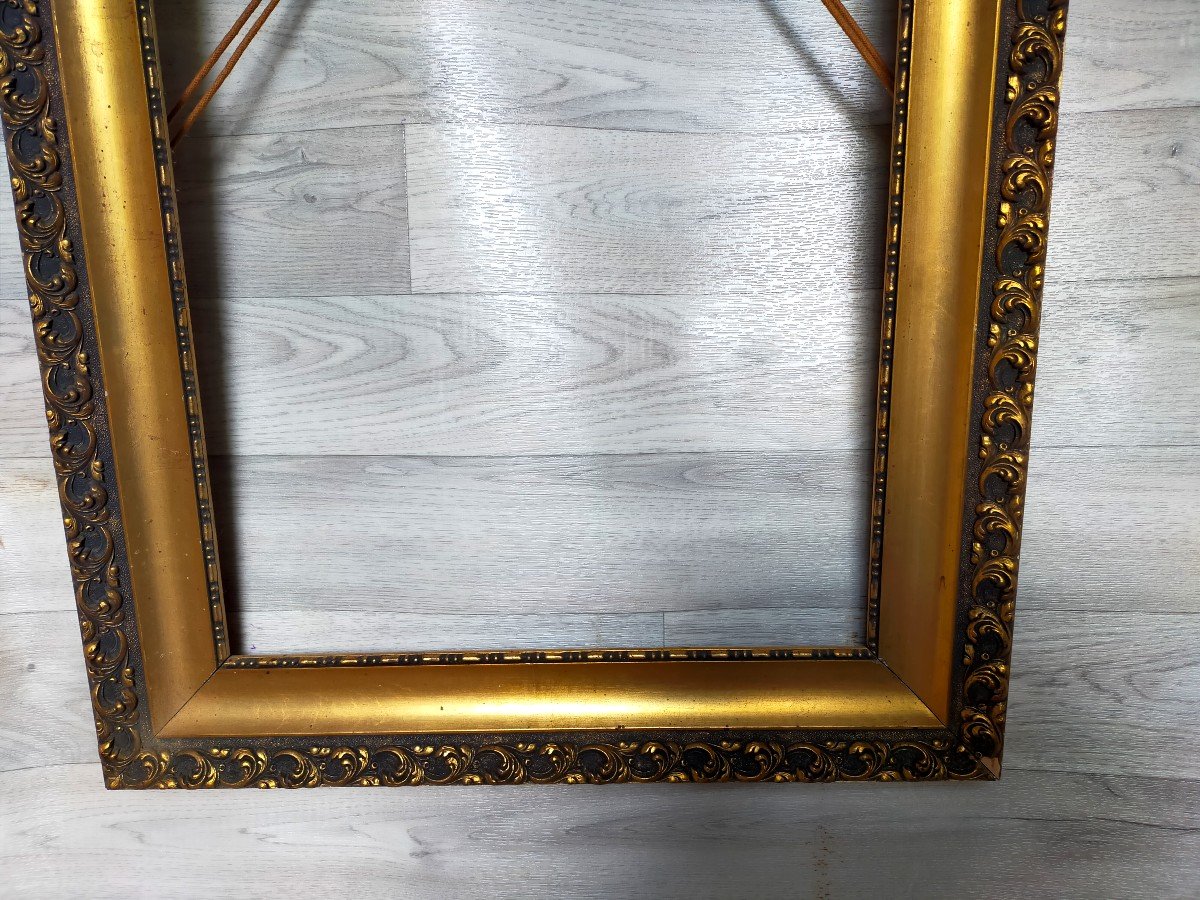 19th Century Frame In Golden Stucco For Painting 50.7 Cm X 40.9 Cm Napoleon III-photo-1