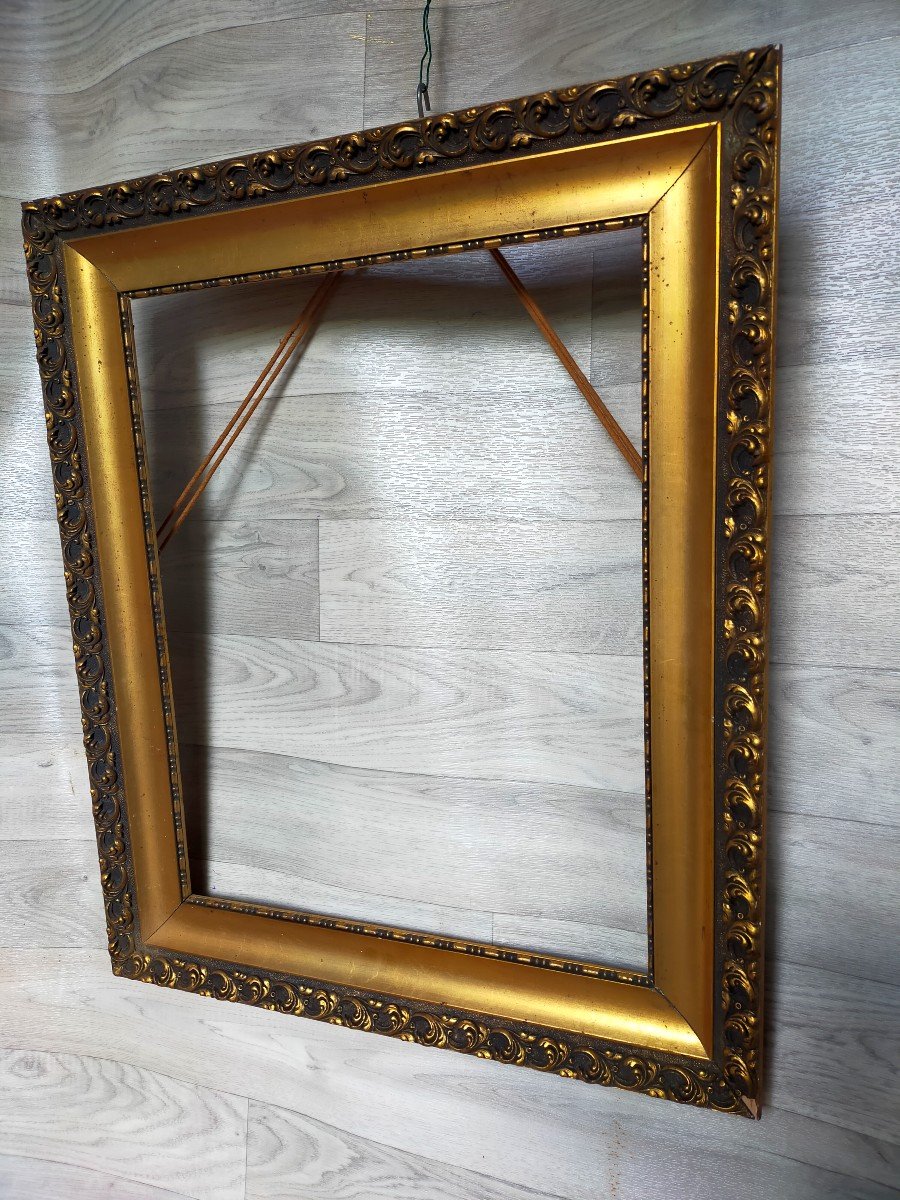 19th Century Frame In Golden Stucco For Painting 50.7 Cm X 40.9 Cm Napoleon III-photo-2