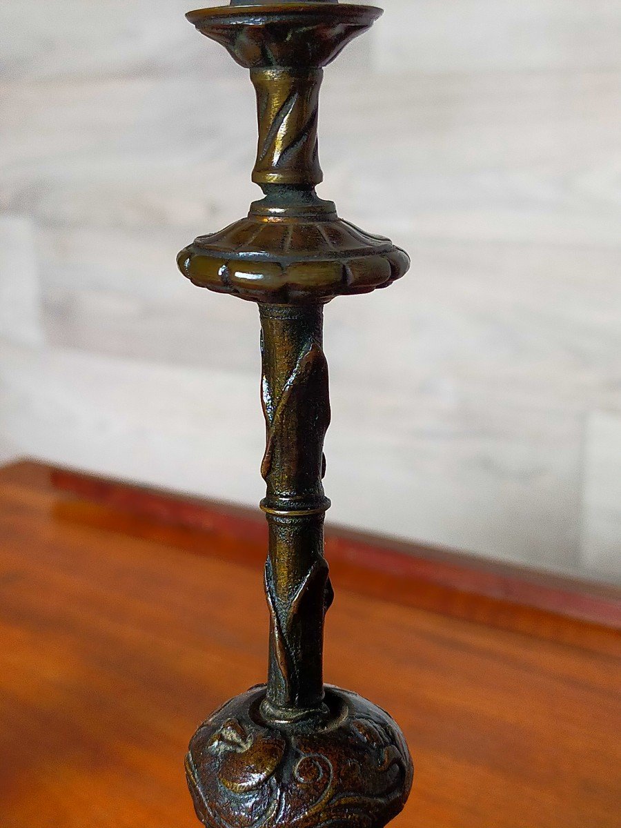 Pair Of Art Nouveau Bronze Candlesticks -photo-1