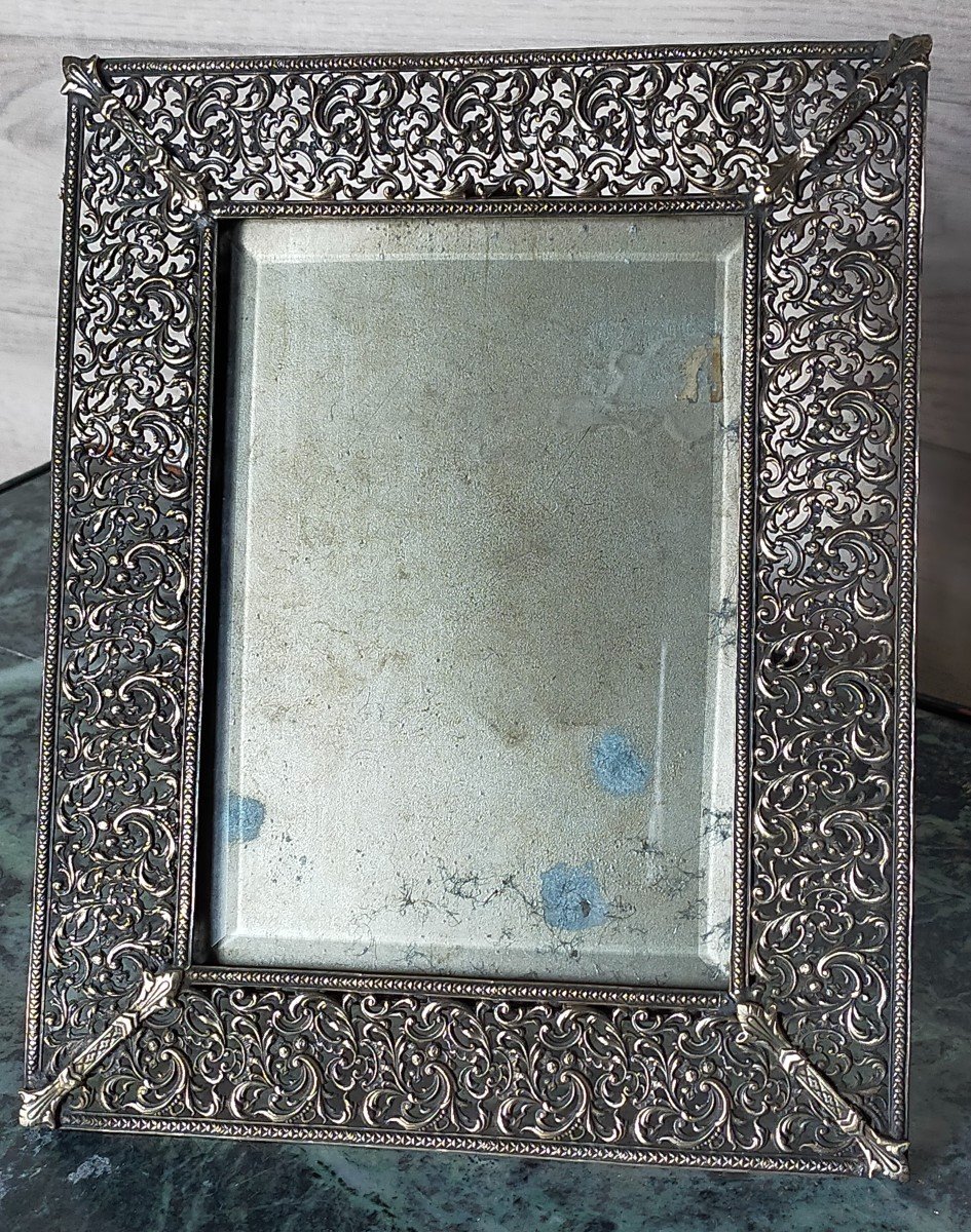 19th Century Silver Bronze Photo Frame 