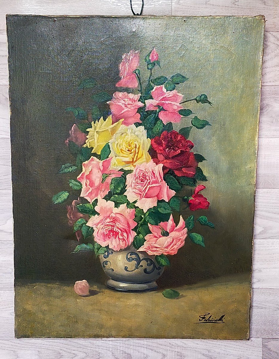 Marcel Falcinelli (1900-1980) Le Bouquet De Roses -photo-4