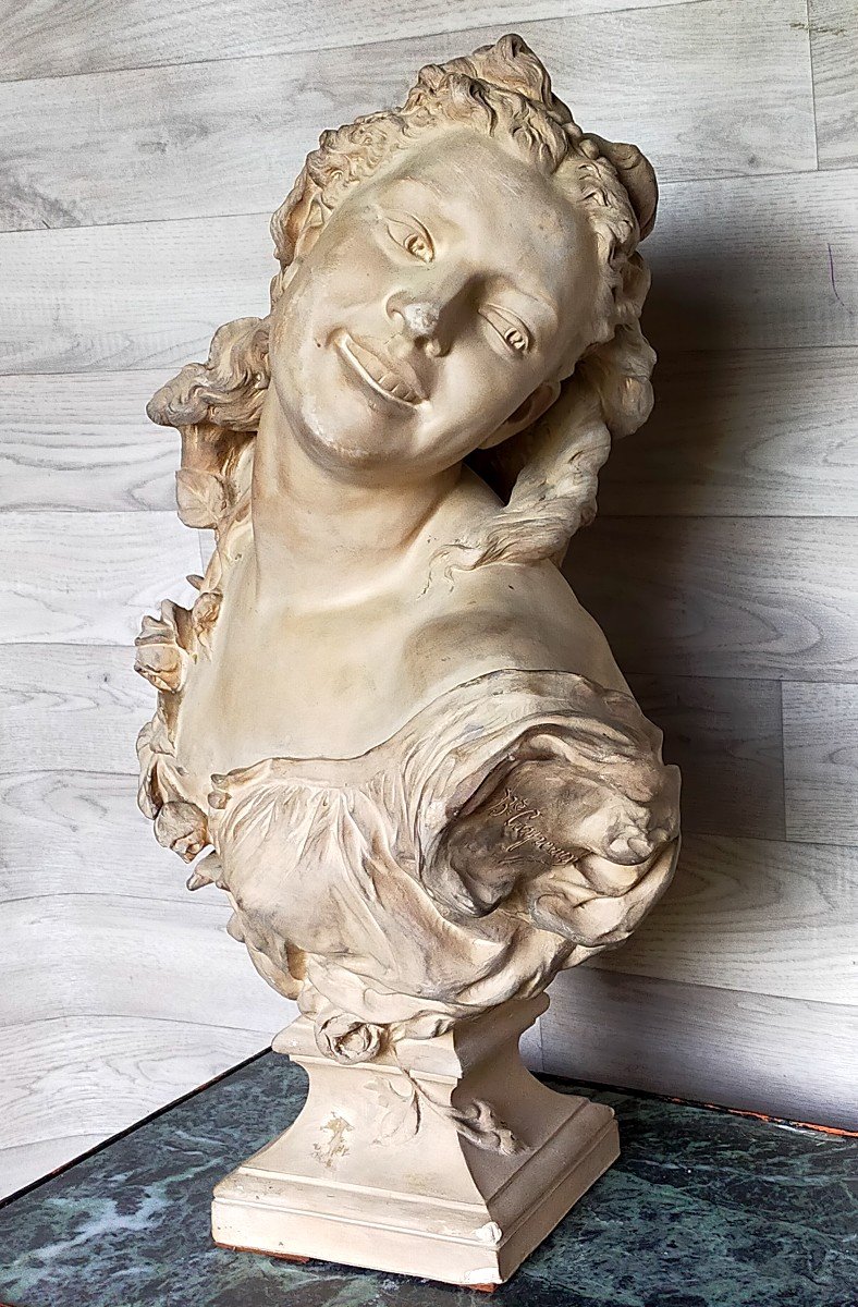 Jean Baptiste Carpeaux La Bacchante Aux Roses Ou Rieuse Terre Cuite -photo-4