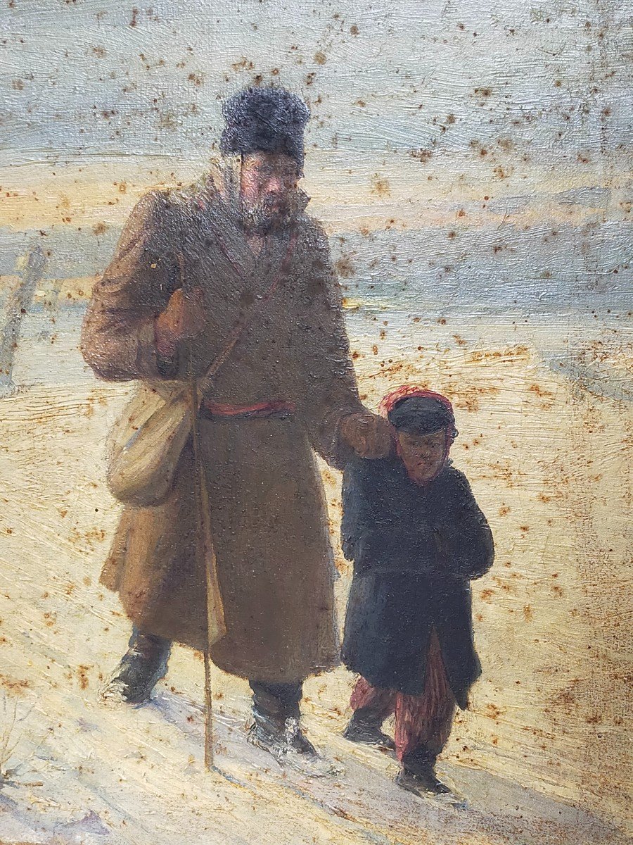19th Century Oil Characters Under The Snow -photo-3