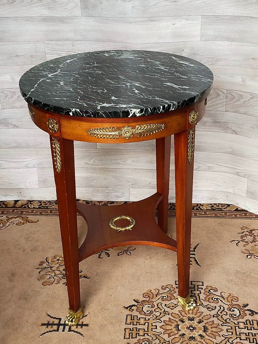 Empire Marble And Gilt Bronze Pedestal Table (console Table)-photo-4