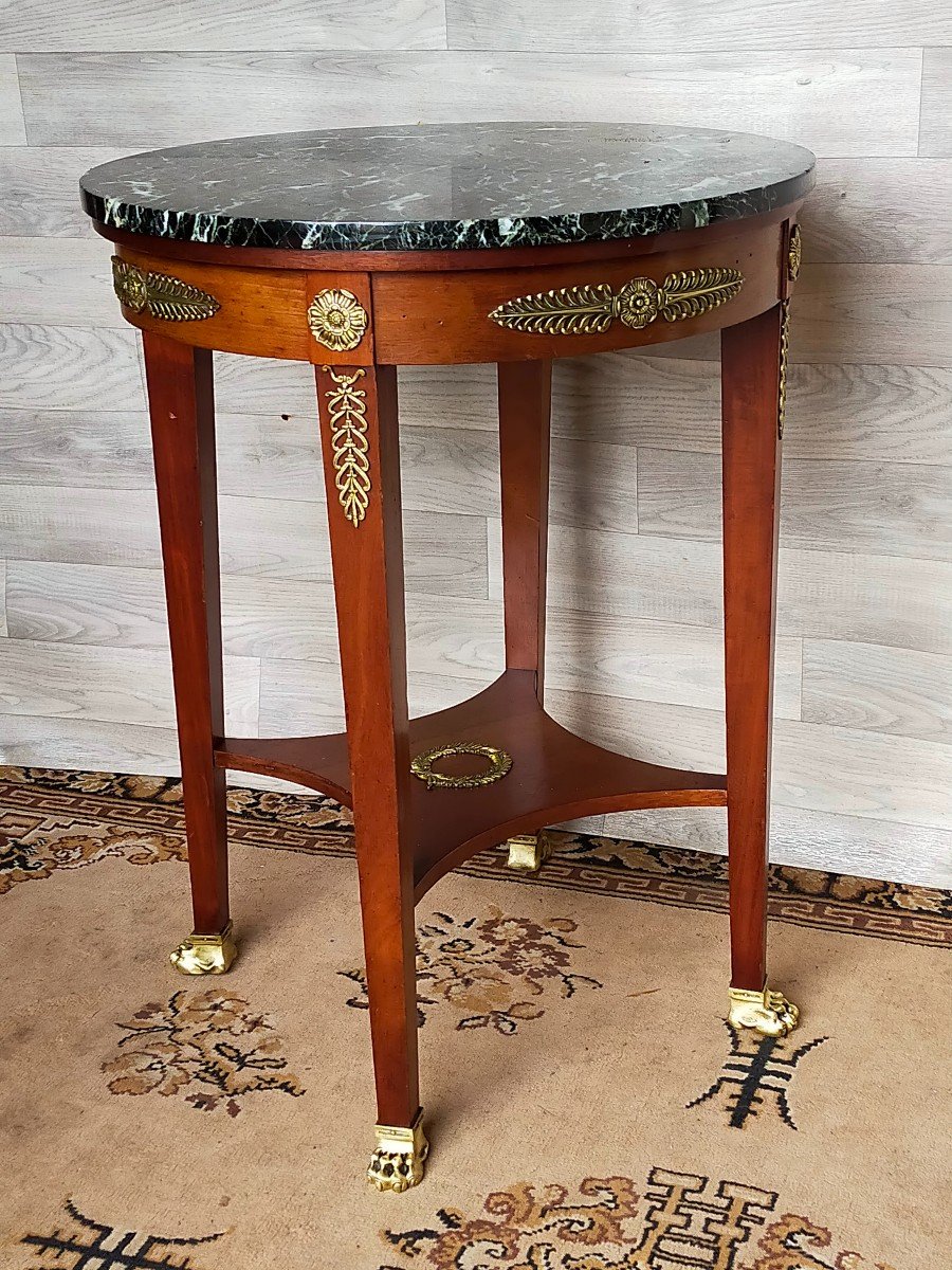 Empire Marble And Gilt Bronze Pedestal Table (console Table)