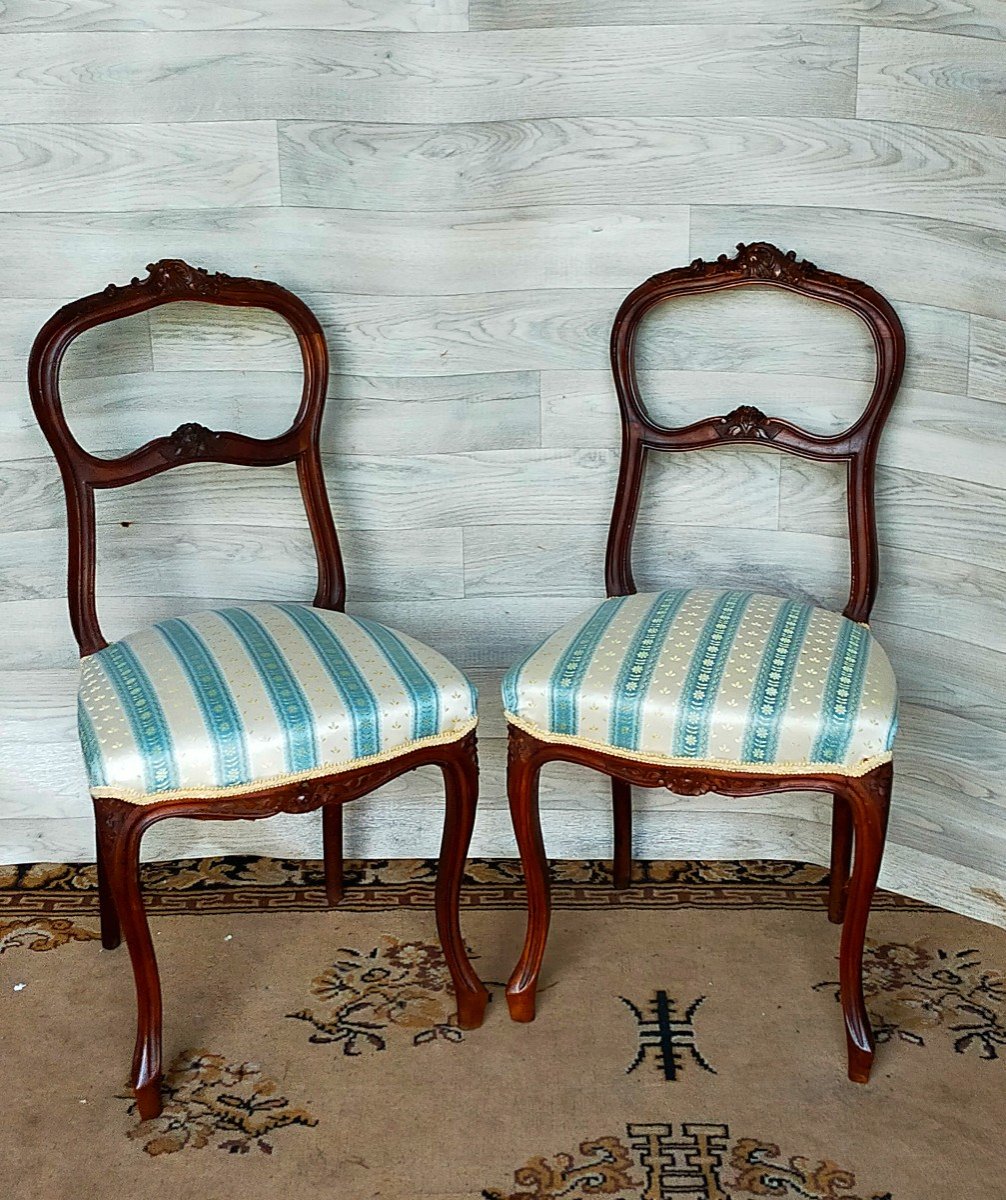 Pair Of Louis XV Walnut Bedroom Chairs 