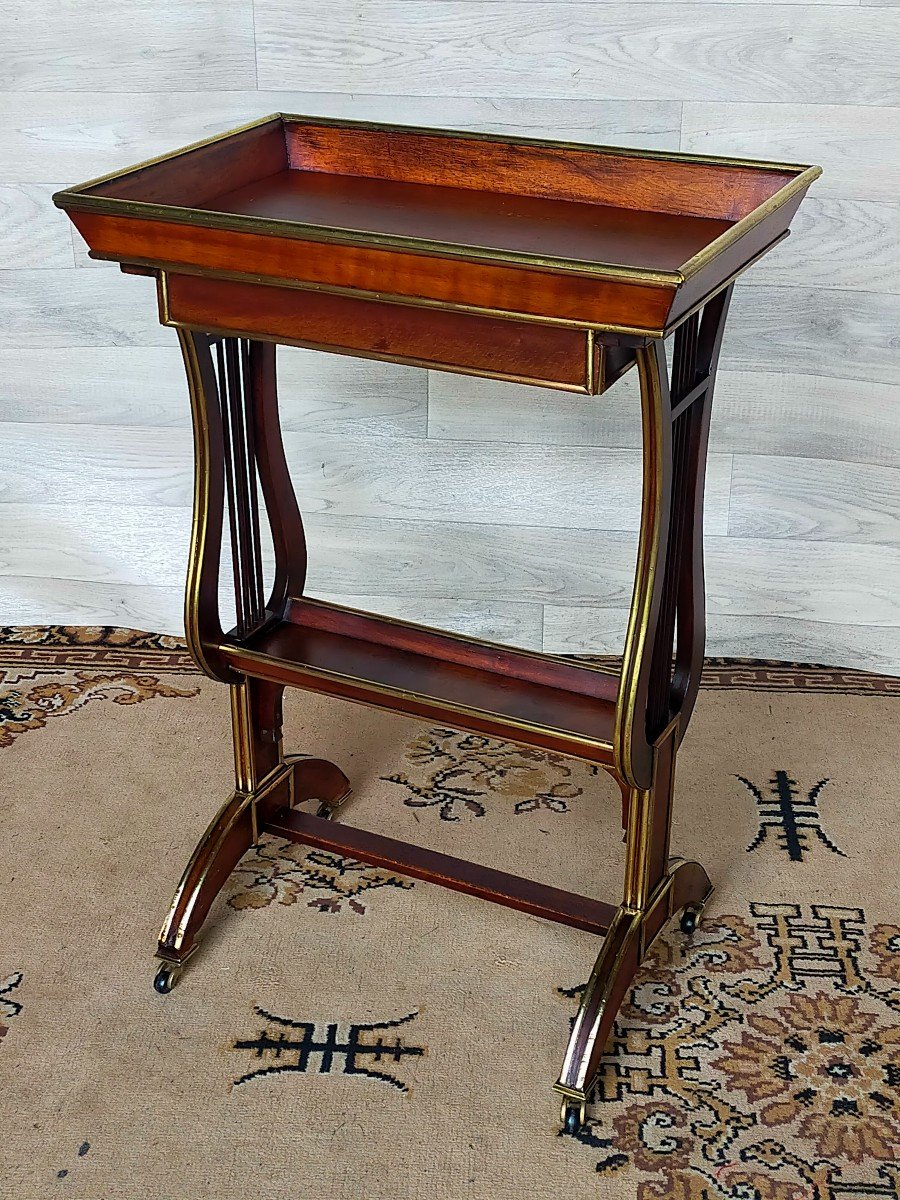 Small Louis XVI Cabaret Mahogany And Bronze Table -photo-3