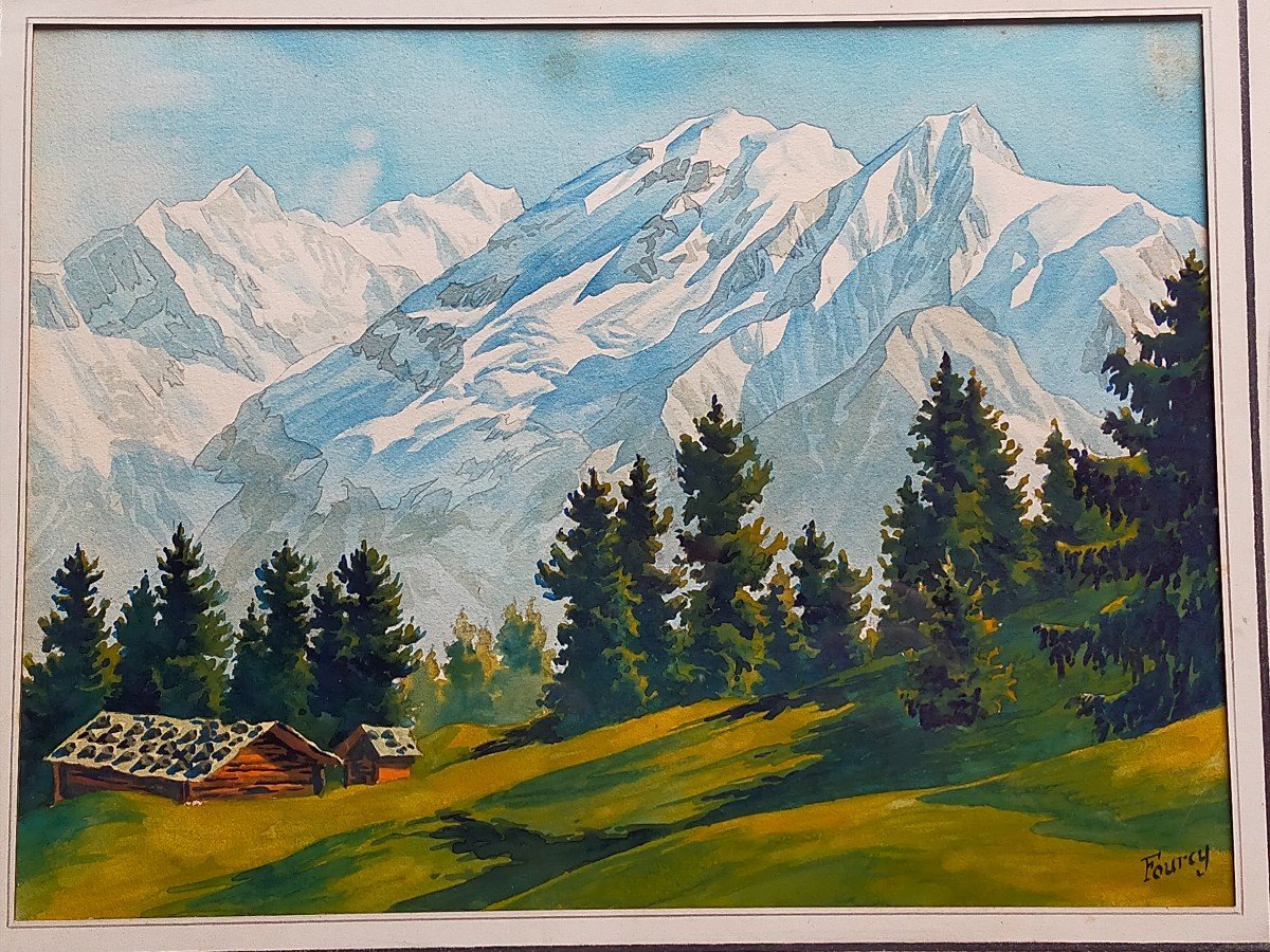 Jacques Fourcy (1906-1990) Paysage De Montagne Vaudagne? ( Haute Savoie chamonix  Mont Blanc )