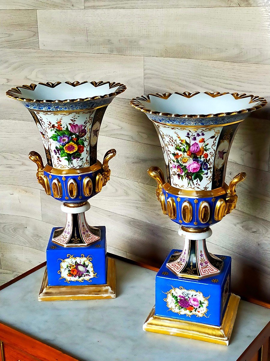 Pair Of Medici Vases In Paris Porcelain Charles -photo-1
