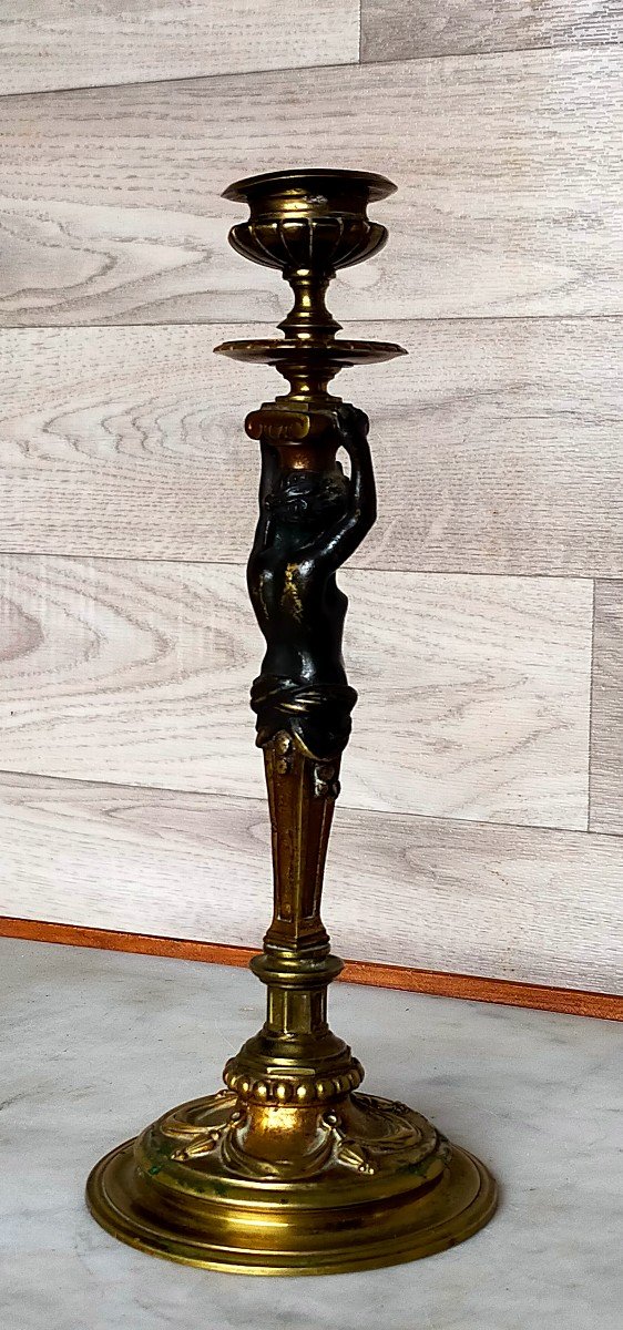 Bronze Candlestick With Satyr Decor -photo-2