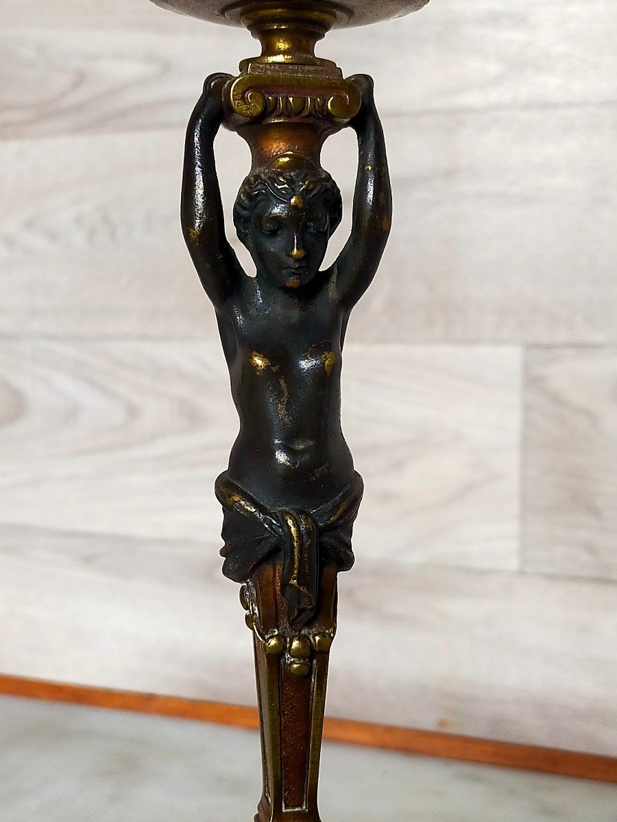 Bronze Candlestick With Satyr Decor -photo-4