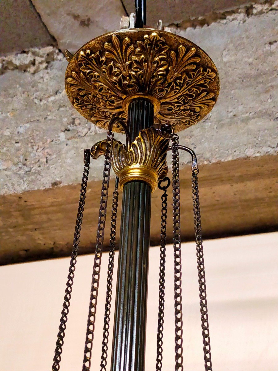 Lustre Empire Aux Tête D 'aigles Bronze Doré-photo-4