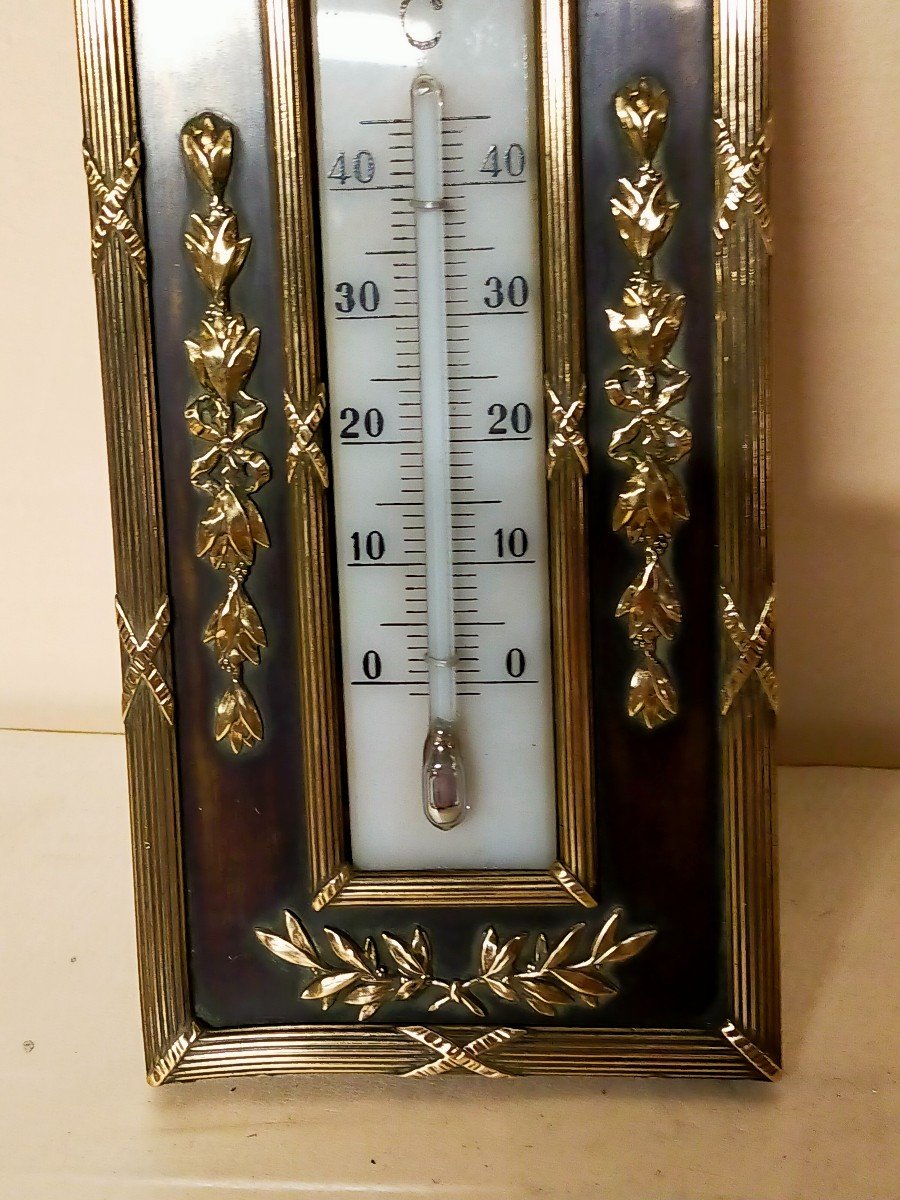 Louis XVI Style Gilt Bronze Thermometer -photo-3