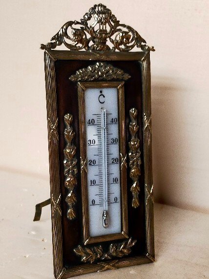 Louis XVI Style Gilt Bronze Thermometer 