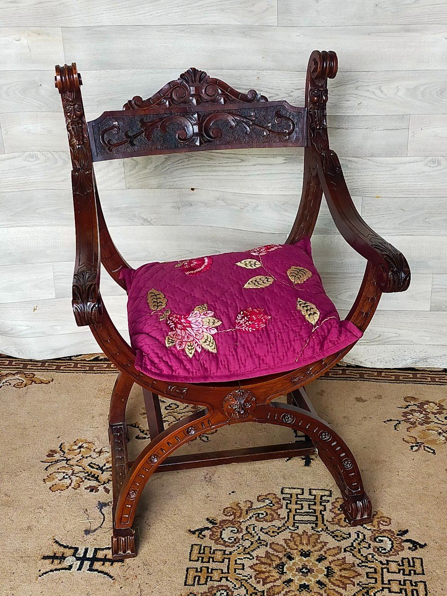 Dagobert Curule Walnut Armchair 