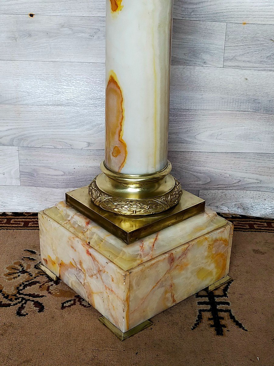 Marble And Gilt Bronze Column Stand -photo-2