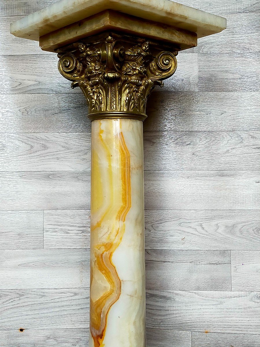 Marble And Gilt Bronze Column Stand -photo-3