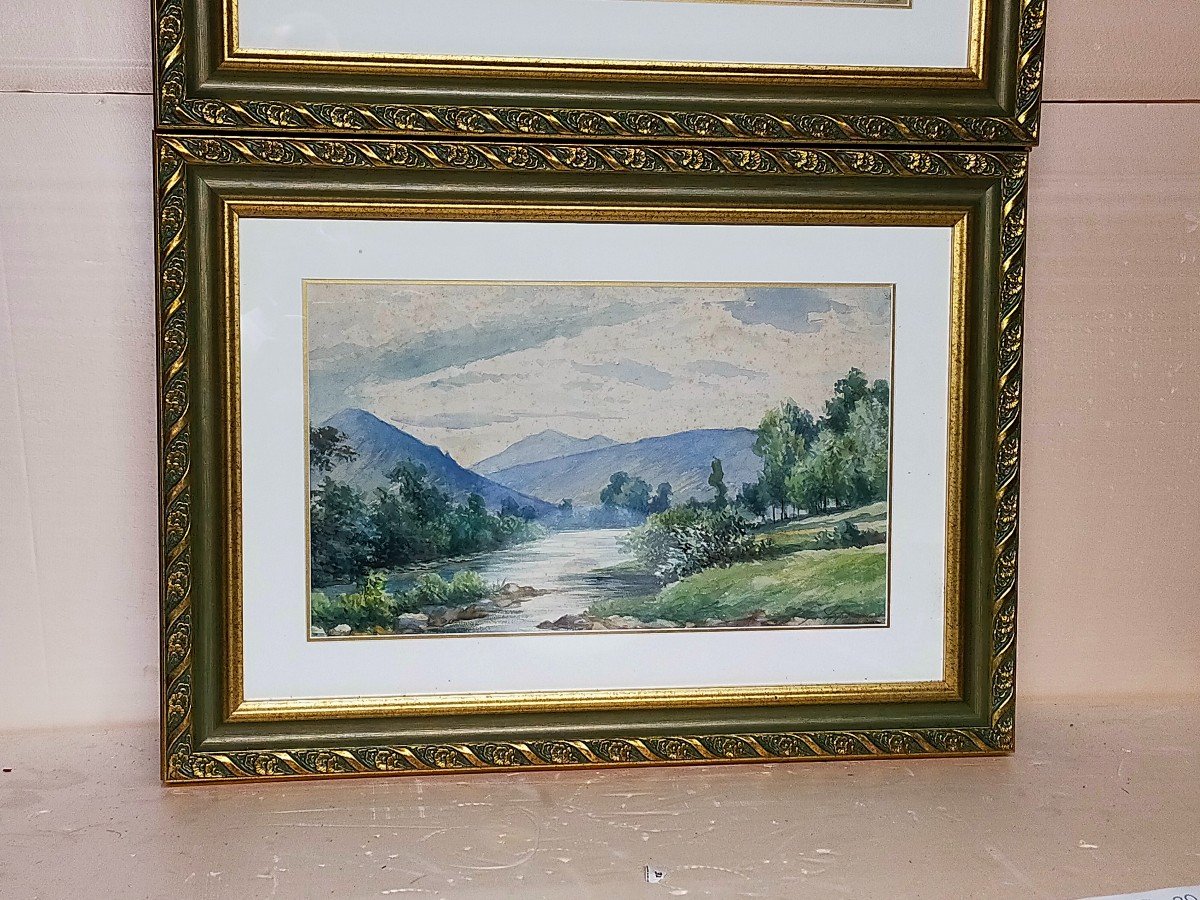 Gaston De Laperriere (1848) Pair Of Watercolors-photo-2