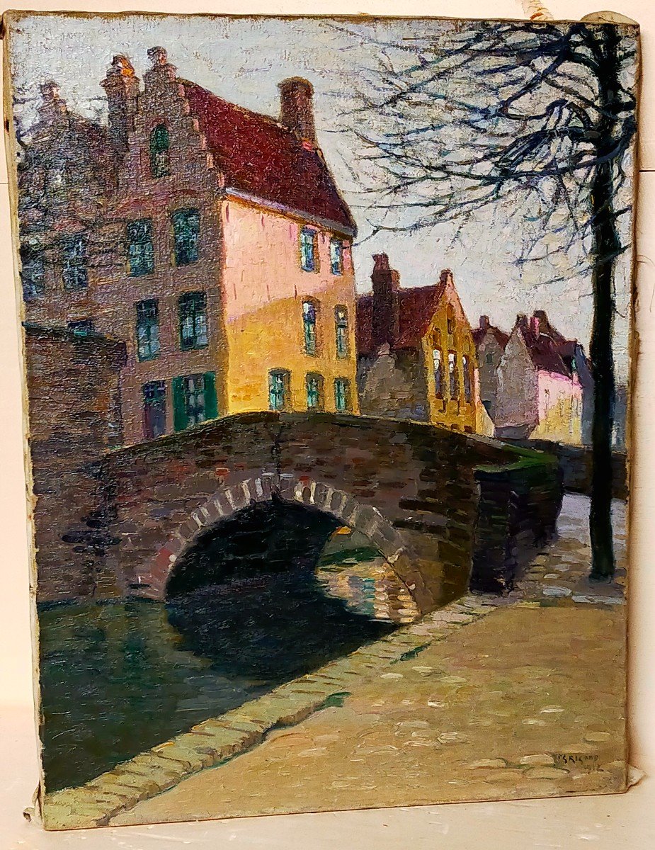 Pierre Gaston Rigaud 1874/1939 Le Pont A Bruges En 1912